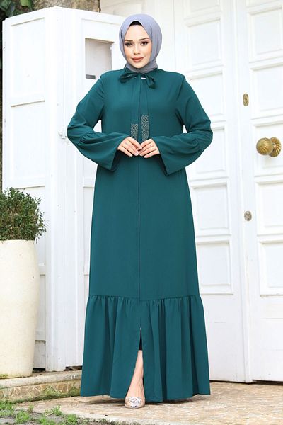 Tesettür Dünyası Λαβή με κολάρο σφονδύλου Λεπτομερές Hijab Ferace TSD240244