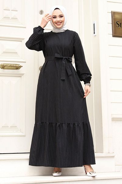 Tesettür Dünyası Skirt Flounces Tie Waist Dress TSD240312