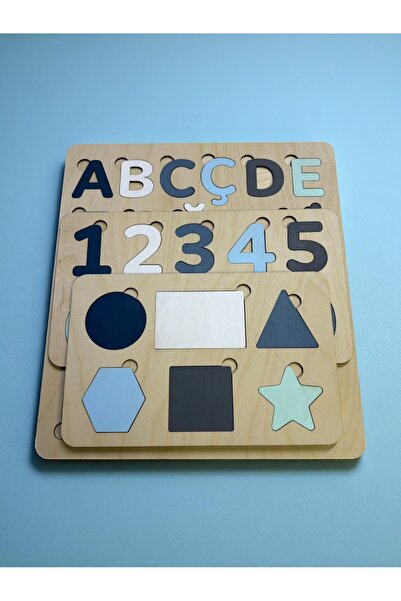 Mind of Toys Ocean Puzzle Set, Wooden Find-And-Insert Puzzle Set, Colorful Educational Puzzle, Letter/Number/Shape Learning