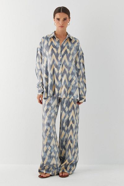 MARKALİSTE Flowing Patterned Suit Indigo