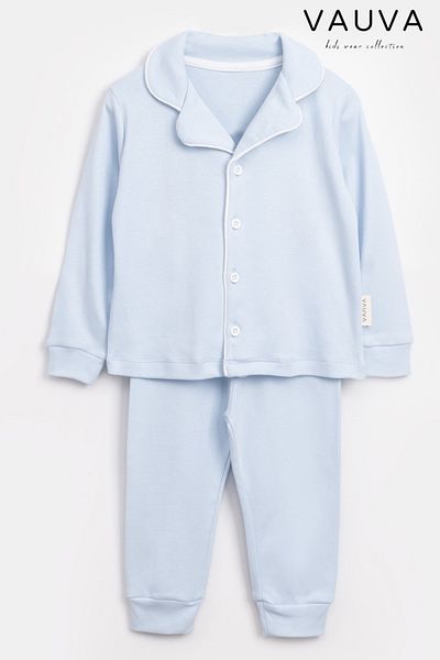 Vauva Baby Girl and Boy Pajamas Set 100% Cotton Front Button Nightgown Set