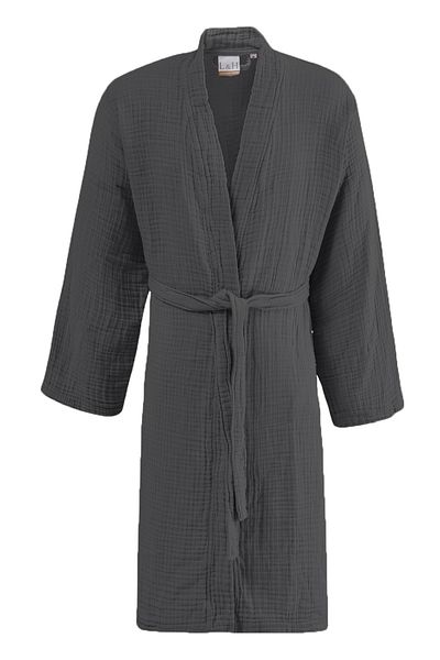 Lucy and Home Unisex Anthracite φόρεμα μουσελίνας 4 στρώσεων / μπουρνούζι / κιμονό