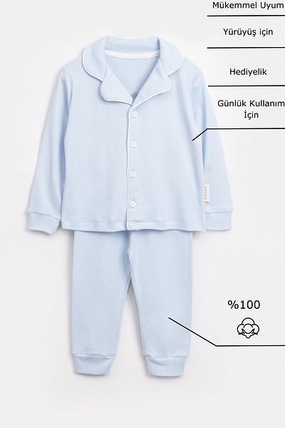 Vauva Baby Girl and Boy Pajamas Set 100% Cotton Front Button Nightgown Set