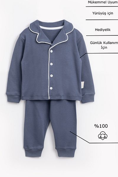 Vauva Baby Girl and Boy Pajamas Set 100% Cotton Front Button Nightgown Set