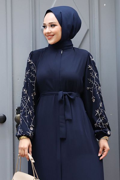 Tesettür Dünyası Κεντημένο μεγάλο μέγεθος Hijab Ferace - TSD240120