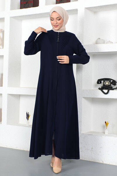Tesettür Dünyası Triangle Striped Hijab Abaya Tsd230424 Navy Blue