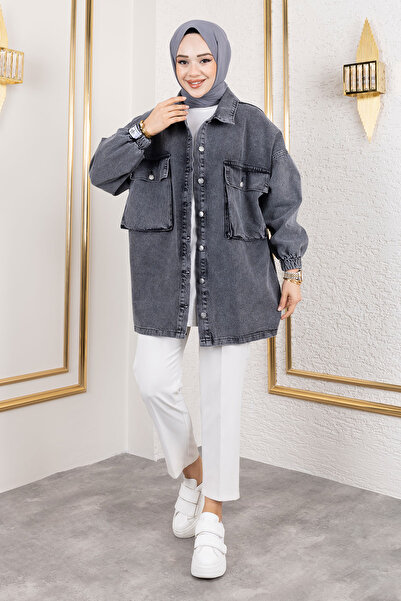 Tesettür Dünyası Kableable Oversized Kepley Gift Sheet TSD250103 Anthracite