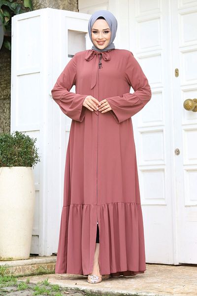 Tesettür Dünyası Λαβή με κολάρο σφονδύλου Λεπτομερές Hijab Ferace TSD240244