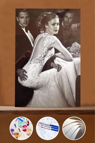 Pastelya Sayılarla Boyama Seti Çerçeveli Kasnaklı Özgün Zerafet 60x75 Cm