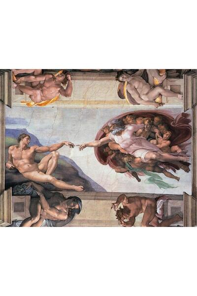 Pastelya Sayılarla Boyama Seti Çerçeveli Kasnaklı Adem'İn Yaratılışı 40x50