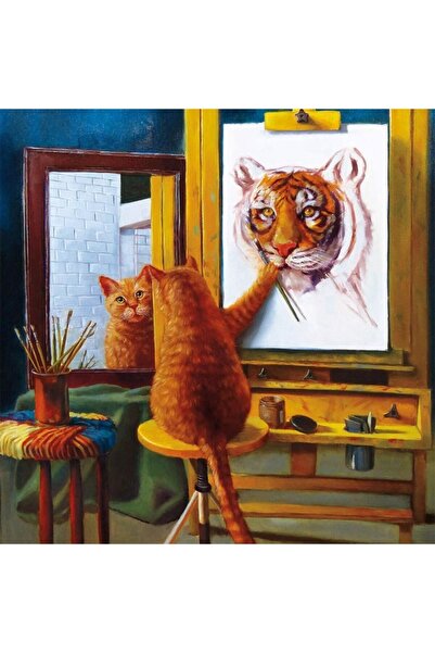 Genel Markalar Sayılarla Boyama Seti Çerçeveli Kasnaklı Kedi Görünümlü Aslan ...