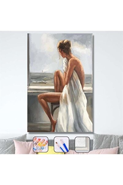 Pastelya Sayılarla Boyama Seti Çerçeveli Kasnaklı Duruş 2  50 x 65 cm