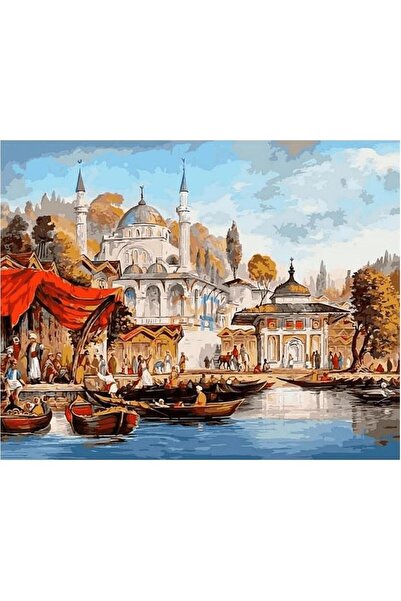 Pastelya Sayılarla Boyama Seti Çerçeveli Kasnaklı Bir Zamanlar İstanbul 60x75