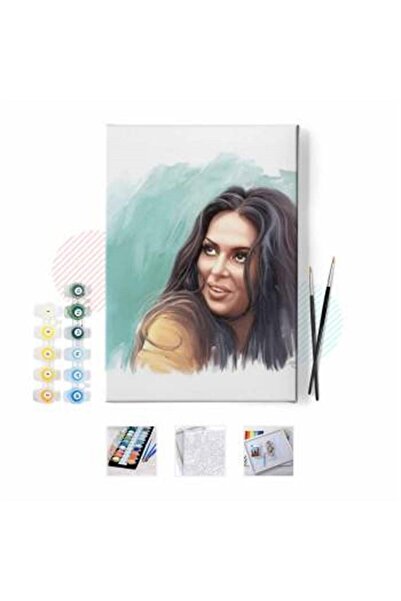 Pastelya Sayılarla Boyama Seti Çerçeveli Kasnaklı Türkan Şoray 60 x 75 cm