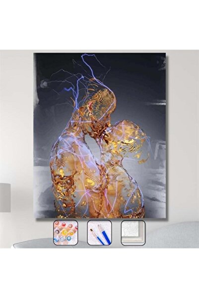 Pastelya Sayılarla Boyama Seti Çerçeveli Kasnaklı Yıldırım Aşkı 60 x 75 cm