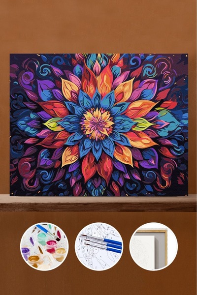 Pastelya Sayılarla Boyama Seti Çerçeveli Kasnaklı Renkli Terapi 50x65 cm