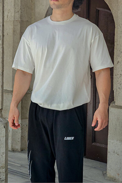 Liber Tricou de bază unisex, alb, oversize, cu croiala largi, 100% bumbac