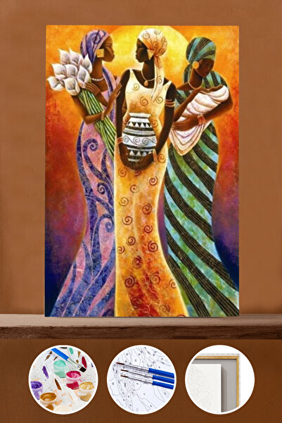 kendinyaphobi Sayılarla Boyama Seti Çerçeveli Kasnaklı Afrikalı Kadınlar  50 ...