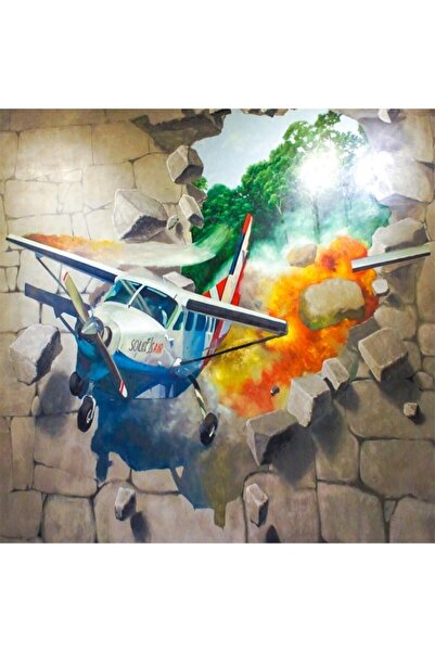 Pastelya Sayılarla Boyama Seti Çerçeveli Kasnaklı Düşen Uçak 40 x 50 Cm