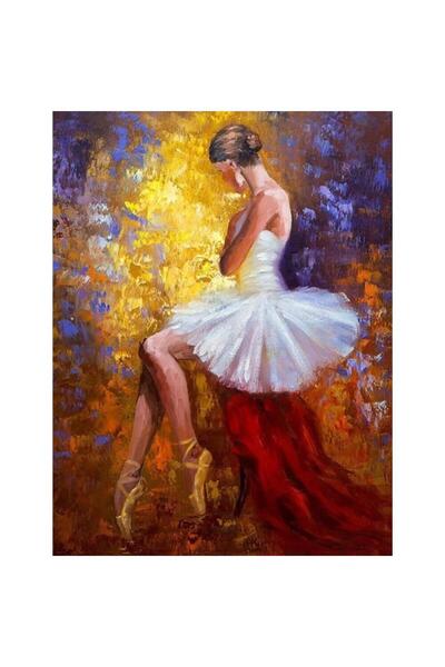 Pastelya Sayılarla Boyama Seti Çerçeveli Kasnaklı Balerin 20061 40x50