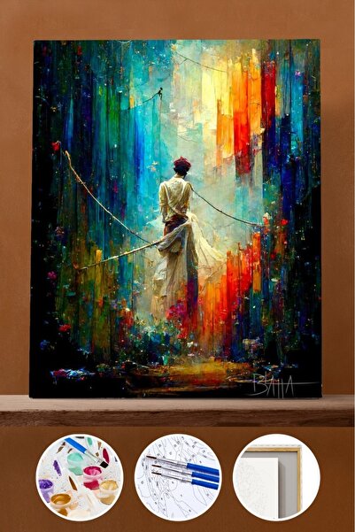 Pastelya Sayılarla Boyama Seti Çerçeveli Kasnaklı Zamanın İpliği 60x75 cm