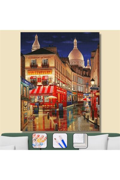 kendinyaphobi Sayılarla Boyama Seti Çerçeveli Kasnaklı FRANSA SOKAKLARI 60x75cm