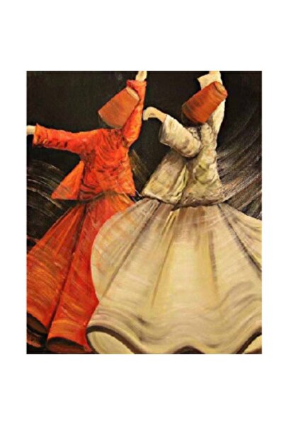 Genel Markalar Sayılarla Boyama Seti Çerçeveli Kasnaklı İki Semazen  50 x 65 cm