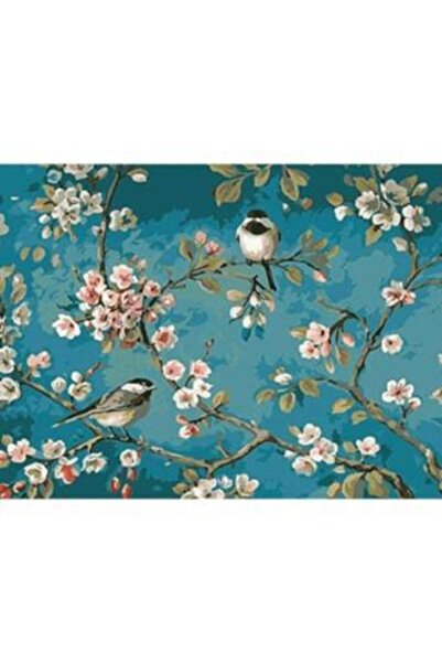 kendinyaphobi Sayılarla Boyama Seti Çerçeveli Kasnaklı Bahar Dalı 60 X 75 Cm