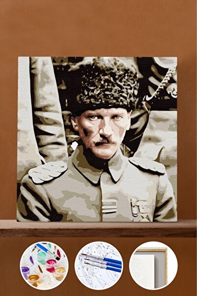 Pastelya Sayılarla Boyama Seti Çerçeveli Kasnaklı Atatürk 1 60 X 75 Cm