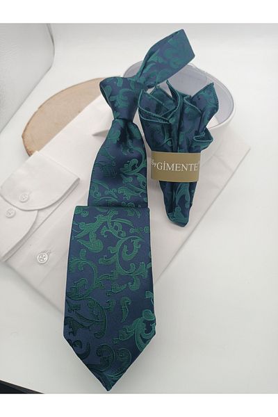 Gutiero Green Patterned Classic Handkerchief Tie