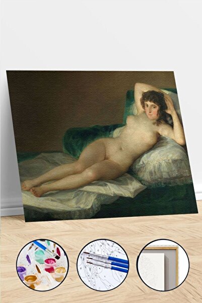 kendinyaphobi Sayılarla Boyama Seti Çerçeveli Kasnaklı Çıplak Maya 50 x 65 cm