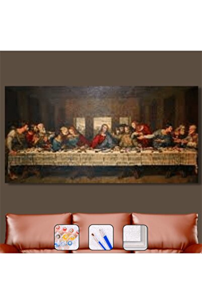 Pastelya Sayılarla Boyama Seti Çerçeveli Kasnaklı Leonardo Ve Son Yemek 40x50cm