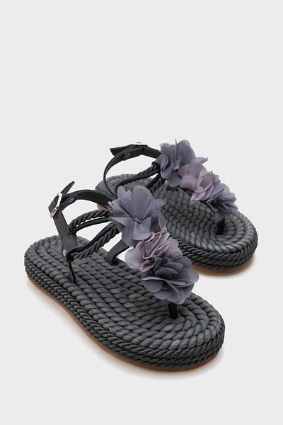 Capone Outfitters Dámské sandály Cornelia Straw Flip Flop s květinami