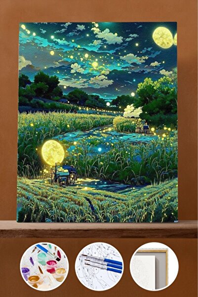 kendinyaphobi Sayılarla Boyama Seti Çerçeveli Kasnaklı Yıldız Tarlasında Gece 40 X 50 Cm (ky 1350 )