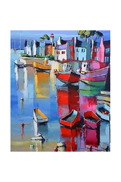 Pastelya Sayılarla Boyama Seti Çerçeveli Kasnaklı Konuşan Kayıklar 40 x 50 Cm