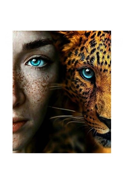 Pastelya Sayılarla Boyama Seti Çerçeveli Kasnaklı Mavi Gözler 2 40 x 50 Cm