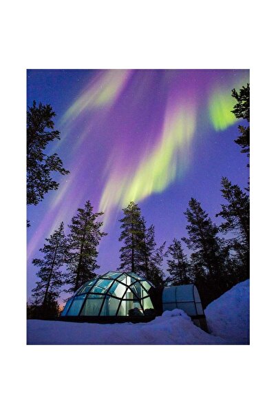 Pastelya Sayılarla Boyama Seti Çerçeveli Kasnaklı Kuzey Işıklarında Kamp 40x50