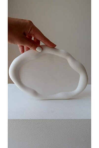 beautystyle 21 cm Concrete Wavy Presentation Tray, Jewelry Accessory Tray, Decorative Souvenirs