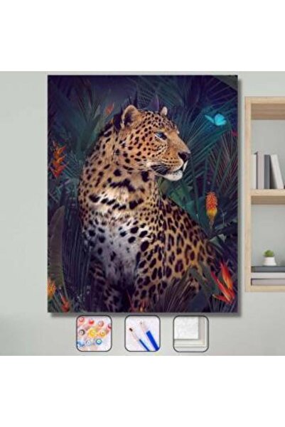 kendinyaphobi Sayılarla Boyama Seti Çerçeveli Kasnaklı Kaplan 50 x 65 cm KY 905