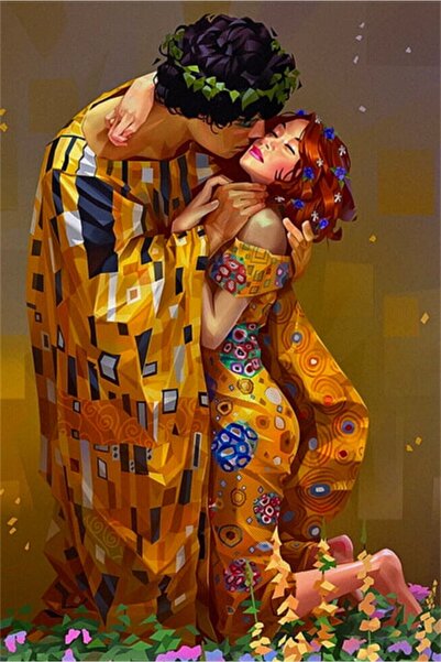 Pastelya Sayılarla Boyama Seti Çerçeveli Kasnaklı Öpücük 2 40 x 50 Cm