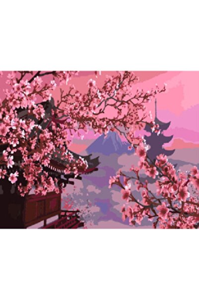 Pastelya Sayılarla Boyama Seti Çerçeveli Kasnaklı Kiraz Ağacı 60 x 75 cm