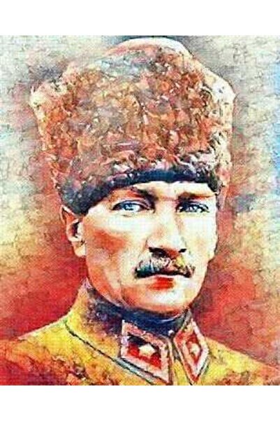 Pastelya Sayılarla Boyama Seti Çerçeveli Kasnaklı Renkli Atatürk 6 60 x 75 cm