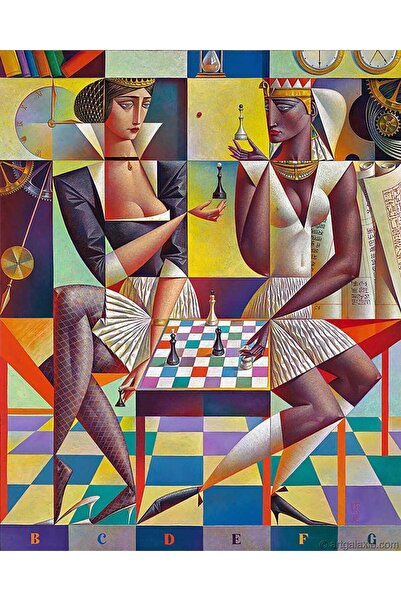 Pastelya Sayılarla Boyama Seti Çerçeveli Kasnaklı Santranç 40x50 Cm
