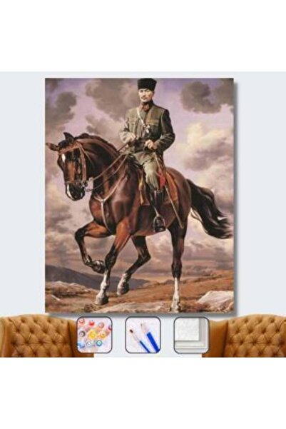 kendinyaphobi Sayılarla Boyama Seti Çerçeveli Kasnaklı Atatürk Cephede  40 x ...