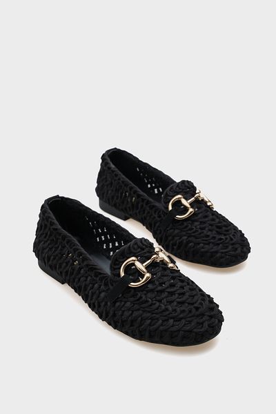 Capone Outfitters Γυναικείο Loafer με Μεταλλική Πόρπη Tani Straw Weave