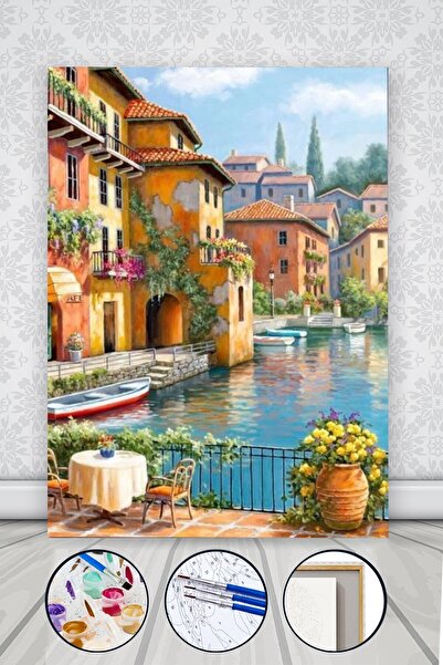 Pastelya Şirin Kasaba Sayılarla Boyama Seti Çerçeveli Kasnaklı