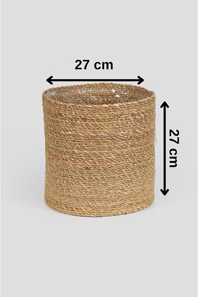 sever ithalat Knitted Round Basket Flower Pot Made of Natural Fibers, Single Decorative Plant Basket in Different Sizes