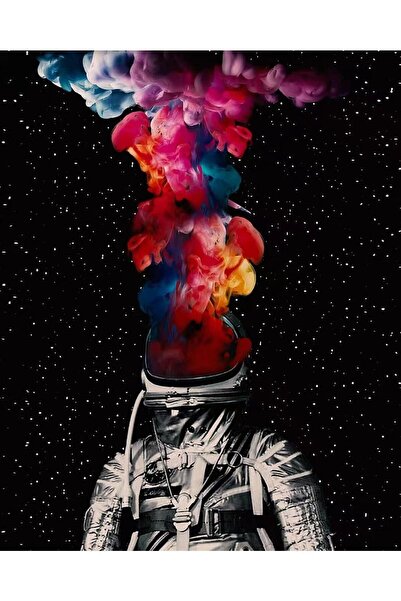 Pastelya Sayılarla Boyama Seti Çerçeveli Kasnaklı Astronot 50x65 Cm