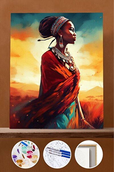 kendinyaphobi Sayılarla Boyama Seti Çerçeveli Kasnaklı Hüzünlü Bakış 40 x 50 cm