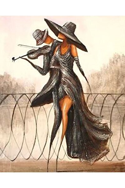 Pastelya Sayılarla Boyama Seti Çerçeveli Kasnaklı Esrarengiz Müzisyenler 60 x...